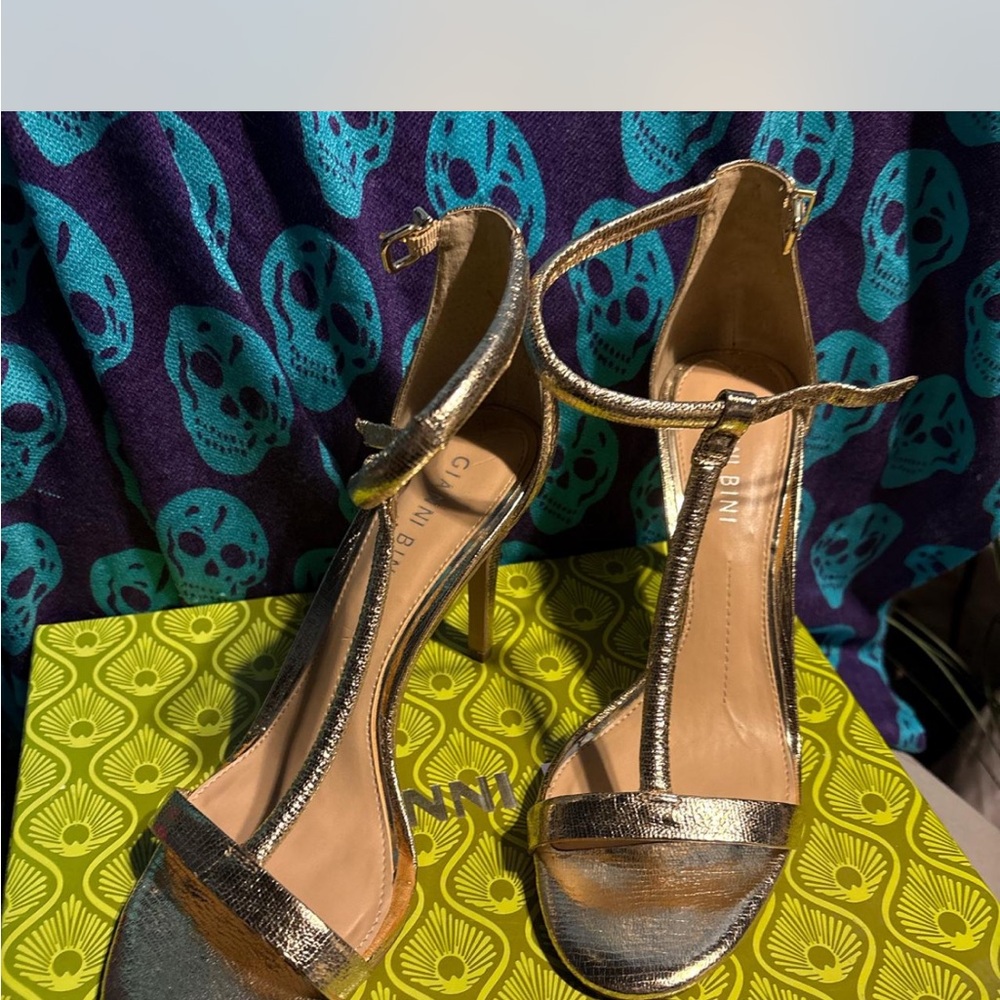 Women's Gold Strappy Heels